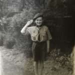Black and white picture of a Boy Scout.